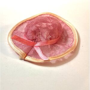 Vintage Barbie Bridesmaid Hat Pink Lace Ribbon Romantic Wedding Accessory